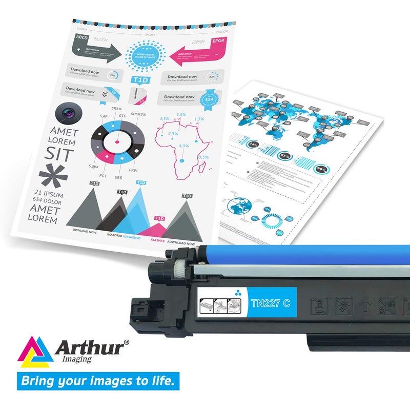 Arthur Imaging with CHIP Compatible Toner Cartridge Replacement for Brother Tn227 (Cyan, 1 Pack), TN227C - Image 2